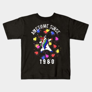 Awesome Since 1980 Dabbing unicorn 40th birthday gift mother and for dad Kids T-Shirt